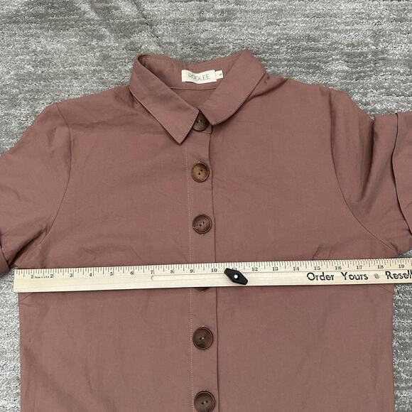 Roolee Jumpsuit Womens Large Short Sleeve Button Front Pockets One Piece Romper - Picture 8 of 14